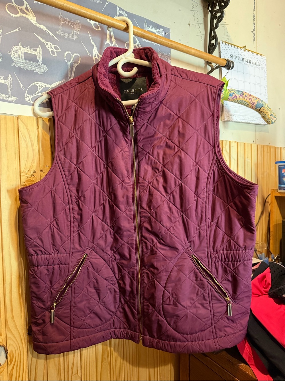 Talbots Quilted Sleeveless Vest - Plum/Berry